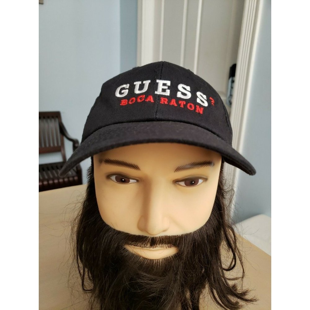 Vintage GUESS ? Boca Raton Florida Strapback Baseball Hat Black Cap